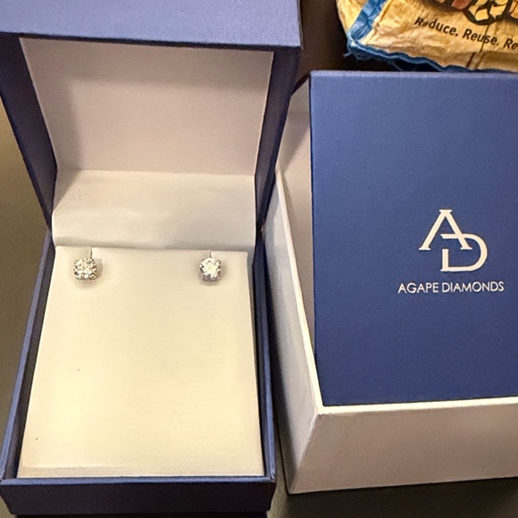 Agape Diamonds lab created 2 ct diamond stud earrings - Picture 4 of 12
